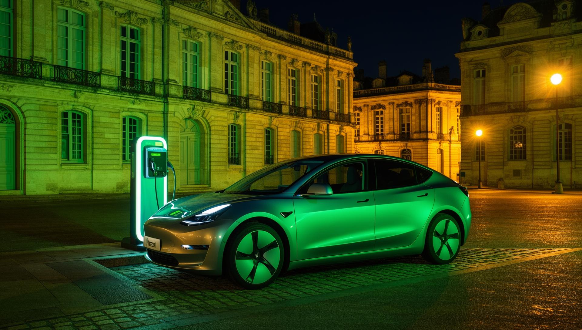 Véhicule électrique en charge à Bordeaux